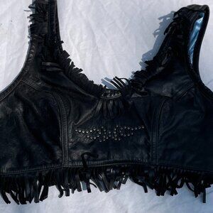 Crazy, sexy fringy real leather Harley-Davidson bra top bustier
